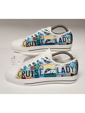 Cruise Lady Custom License Canvas Low Top Casual Sneaker Shoes Size US 10
